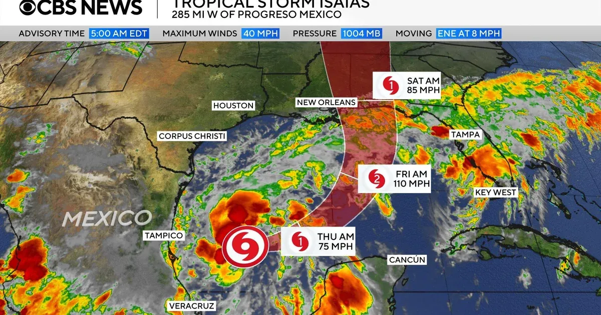 Tropical Storm Isaias forms in Gulf, forecast to hit coast as hurricane